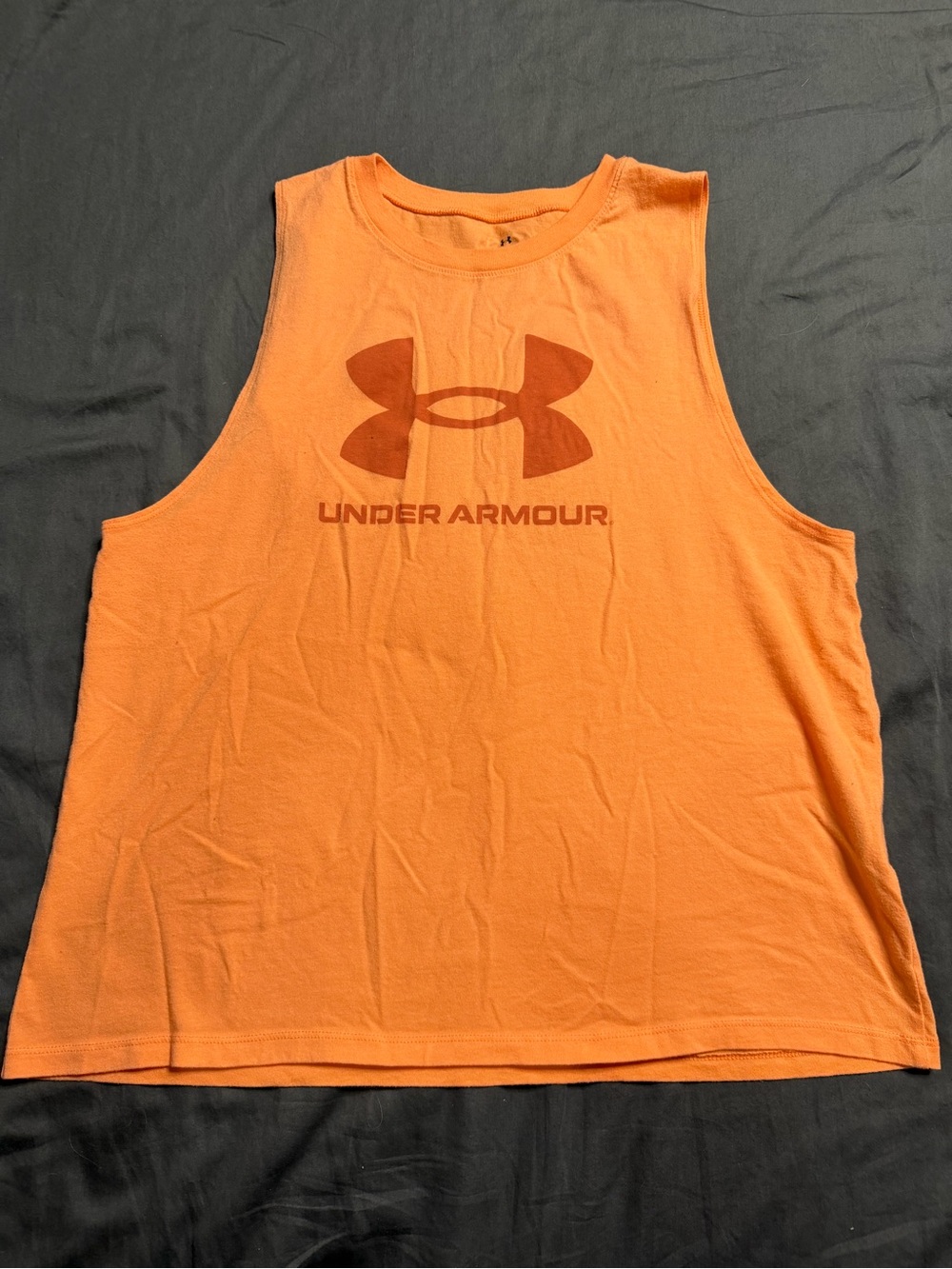 Under Armour Peach Muscle Tank with Dark Orange Logo